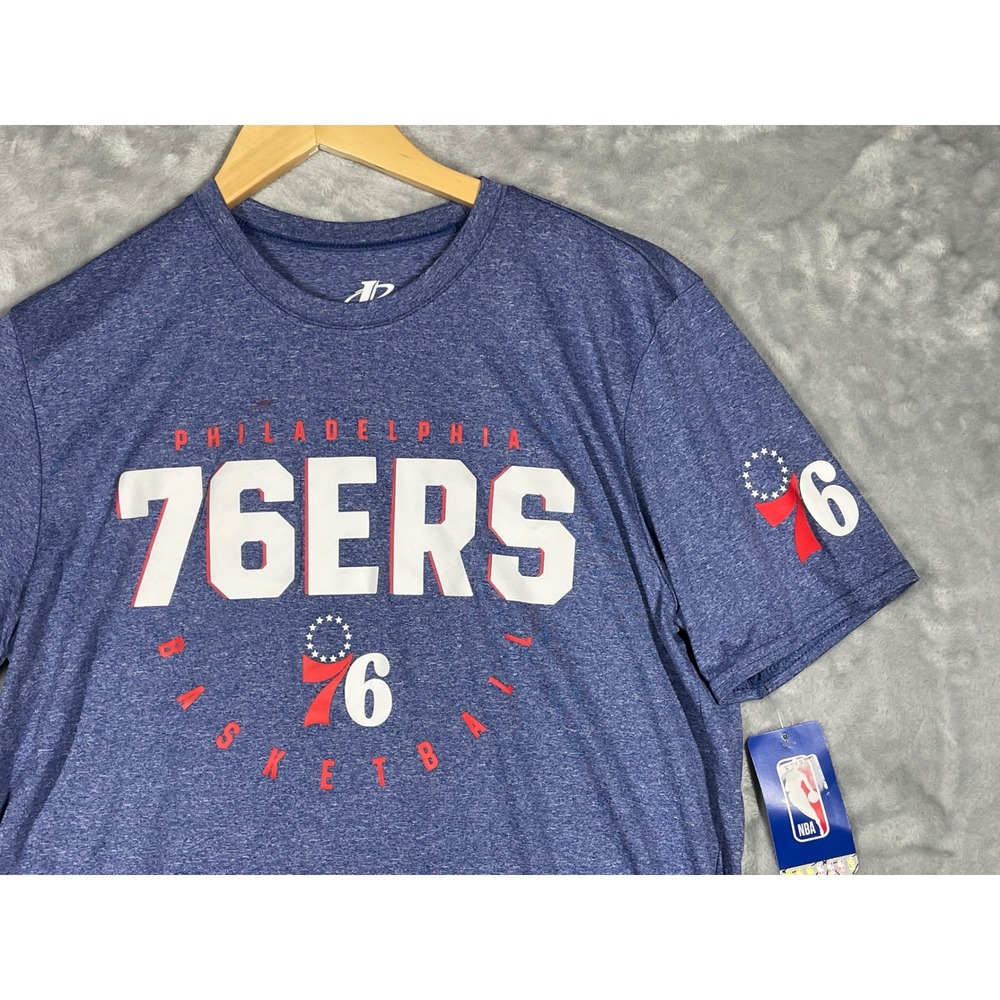 Logo Athletic Philadelphia 76ers NBA Basketball Blue Heather Shirt Mens Medium